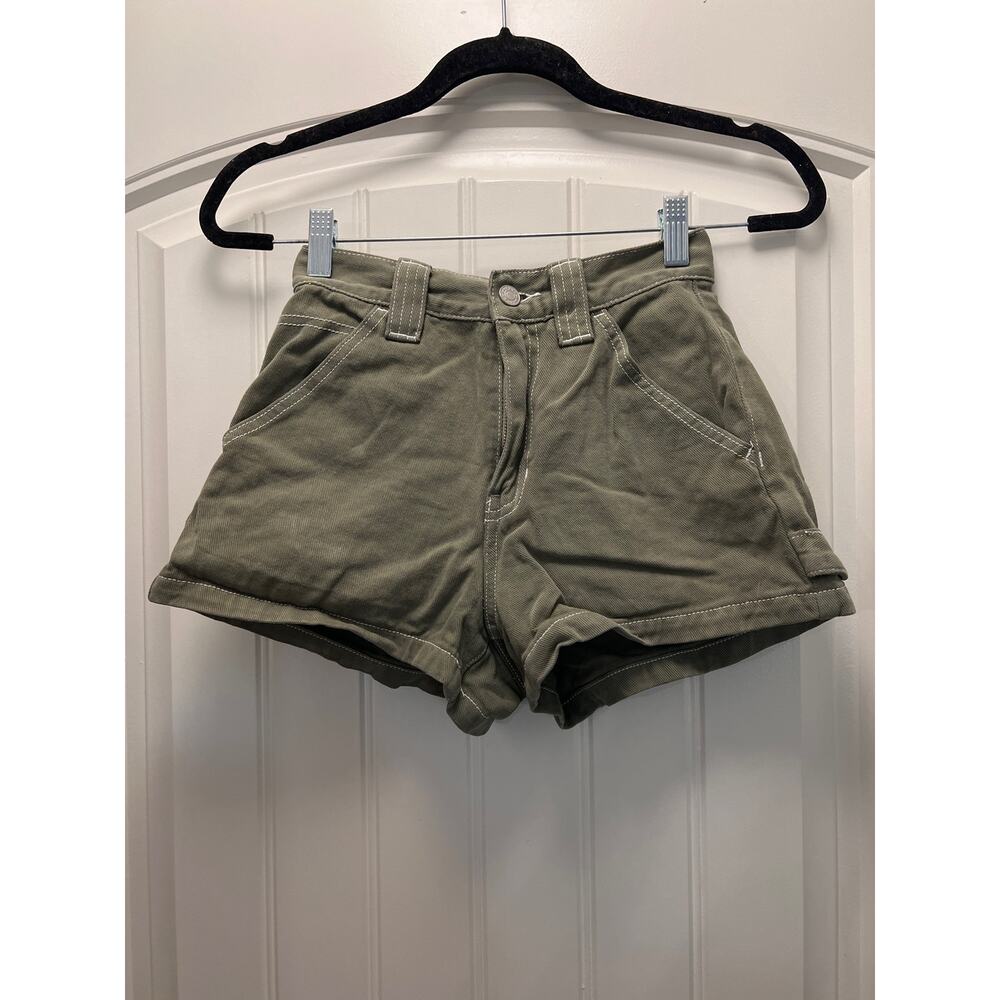 Pacsun Women’s High Waisted Relaxed Cotton Carpenter Denim Shorts Size 24 Green